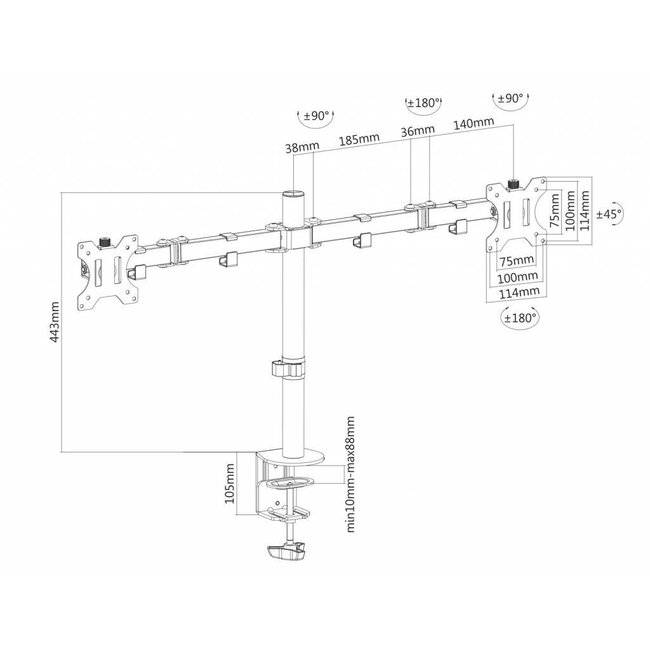 Neomounts FPMA-D550DBLACK Monitorarm 10-32"