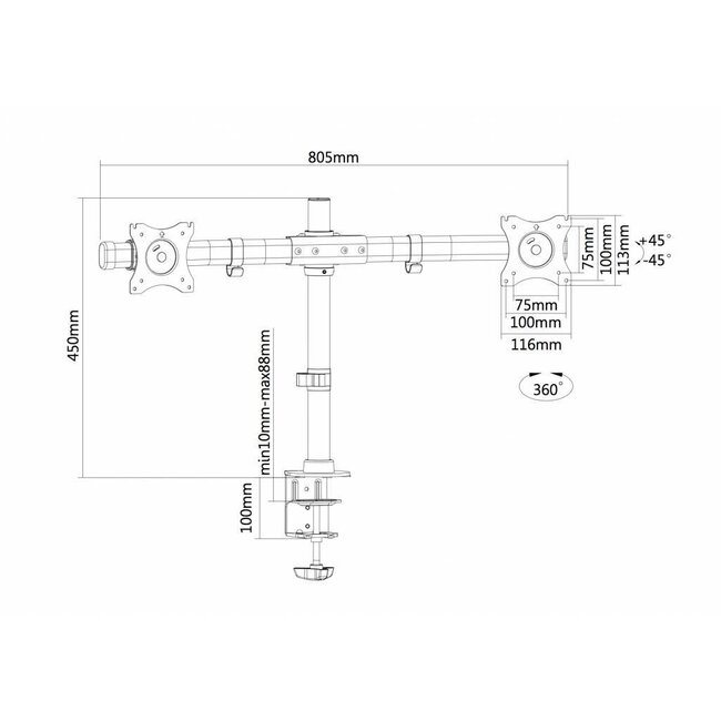 Neomounts FPMA-DCB100DBLACK monitorbeugel