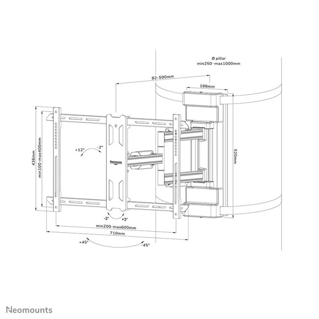 Neomounts WL40S-910BL16 TV Pilaarsteun Draaibaar