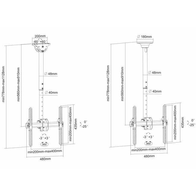 Neomounts NM-C440BLACK TV Plafondbeugel