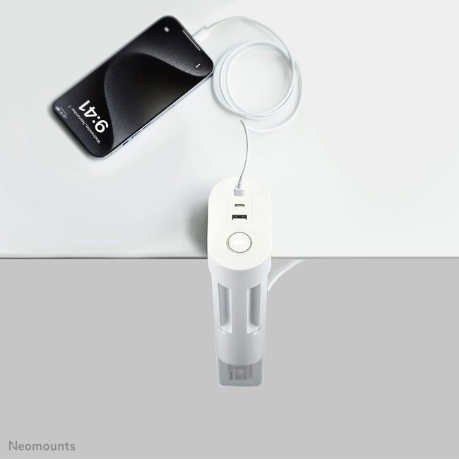 Neomounts DS22-840WH6 Bureaucontactdoos met klem en USB-C en USB-A poorten - Quick-charge