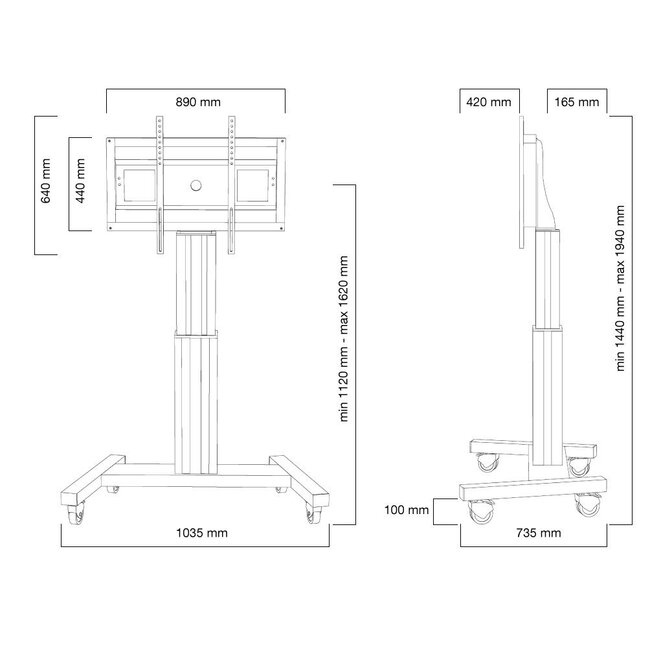 Neomounts M2500SILVER Elektrische TV Standaard