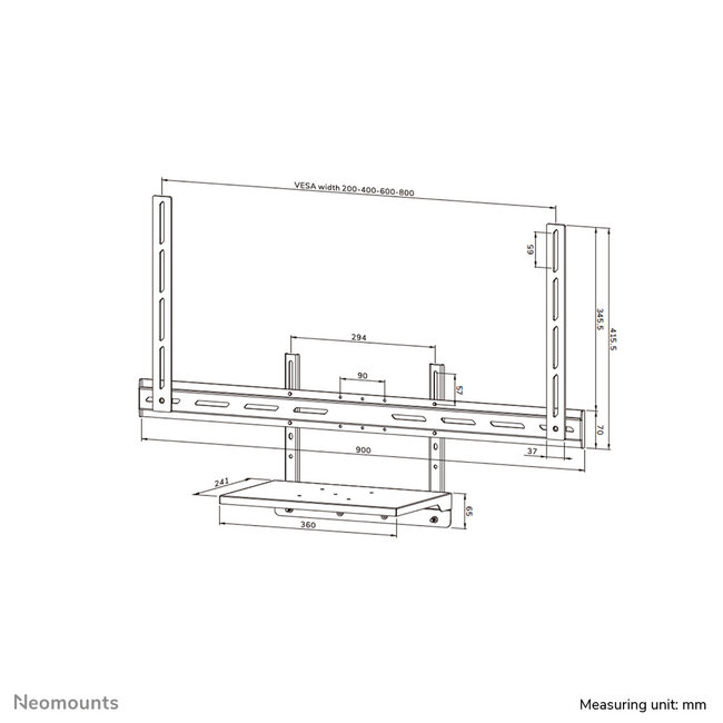 Neomounts AV45-500BL Laptophouder kit 43-110" - VESA - max 2,5 kg - universeel