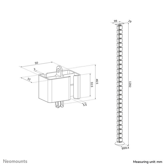 Neomounts ADS06-130BL Kabelgeleider zwart