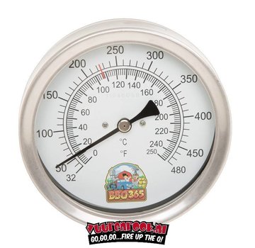 BBQ 365 Vuur&Rook / BBQ365 RVS Thermometer 125mm