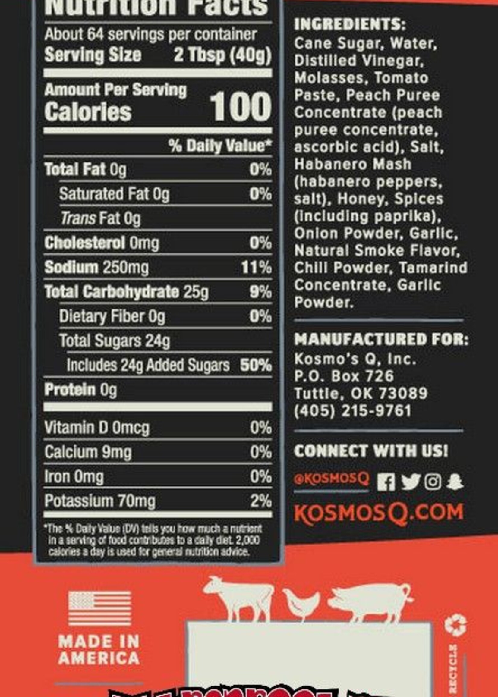 Kosmos Kosmos Peach Habanero BBQ Sauce 16.5oz