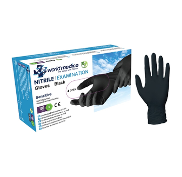 World Medico World Medico Nitril Handschoenen Xtra Strong Zwart 100 stuks Large