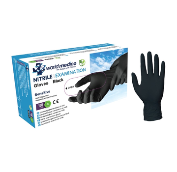 World Medico World Medico Nitrile Gloves Xtra Strong Black 100 pieces Large