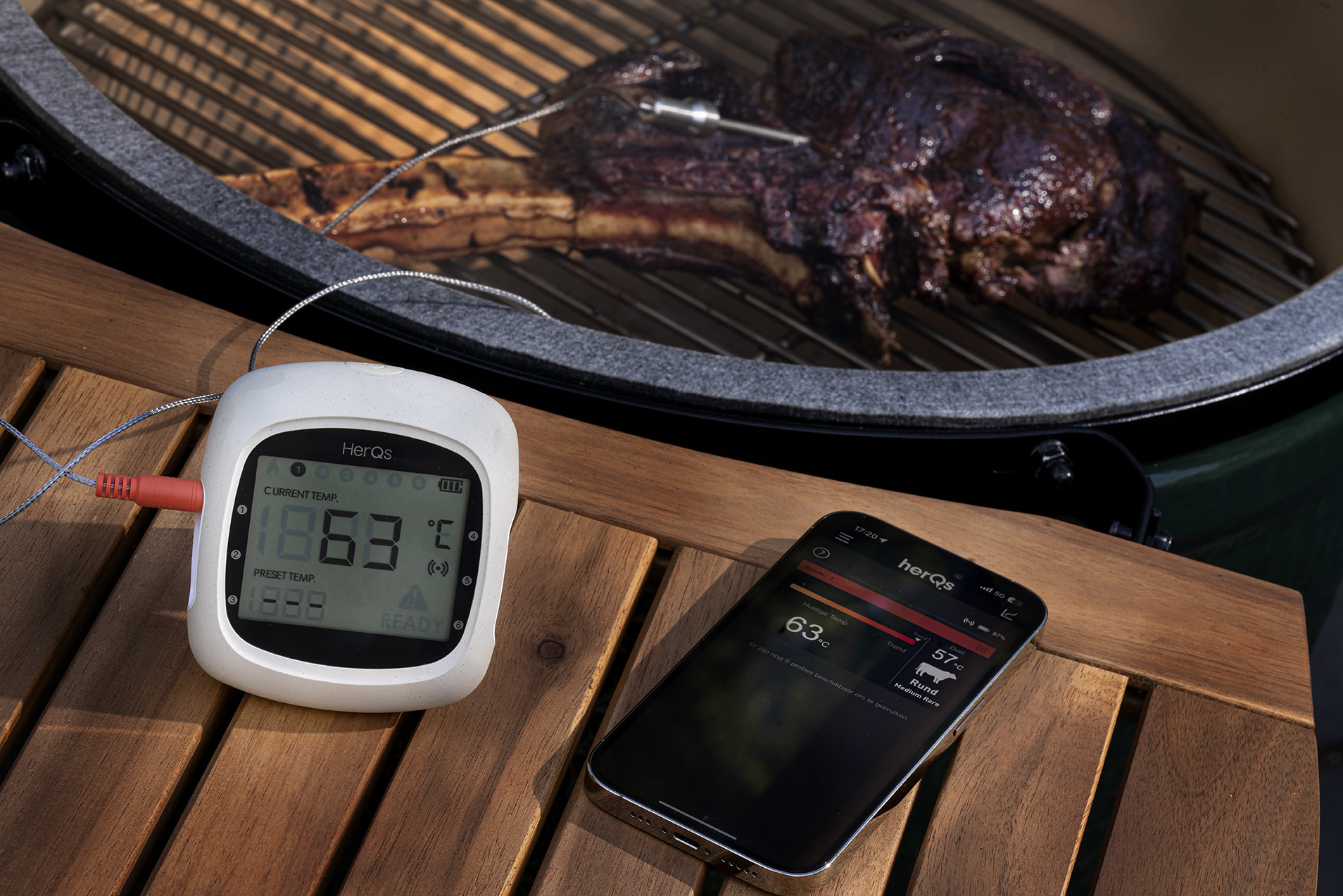 Bluetooth Meat Grill Thermometer with 4 Probes with Alarm & Timer HBN -  BN-LINK