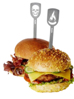 GEFU GEFU RVS Burger Skewers 'Death's Head & Flame' 2 stuks