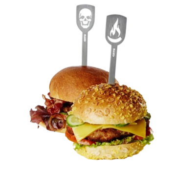 GEFU GEFU RVS Burger Skewers 'Death's Head & Flame' 2 stuks