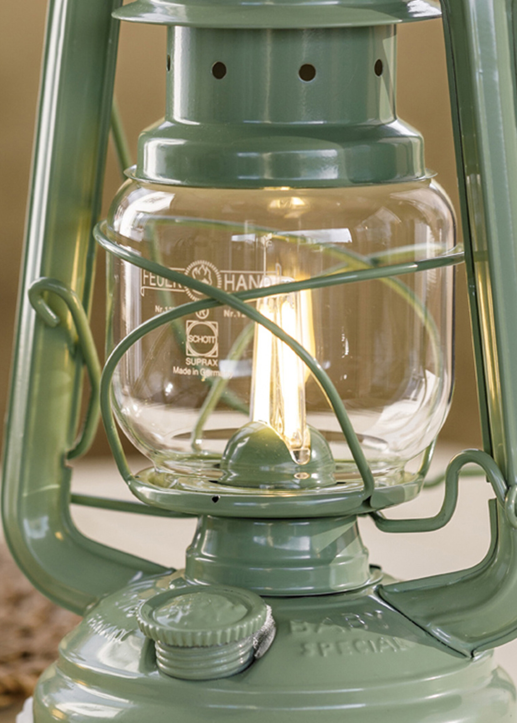 Feuerhand Original Feuerhand Storm lantern Sage Green LED