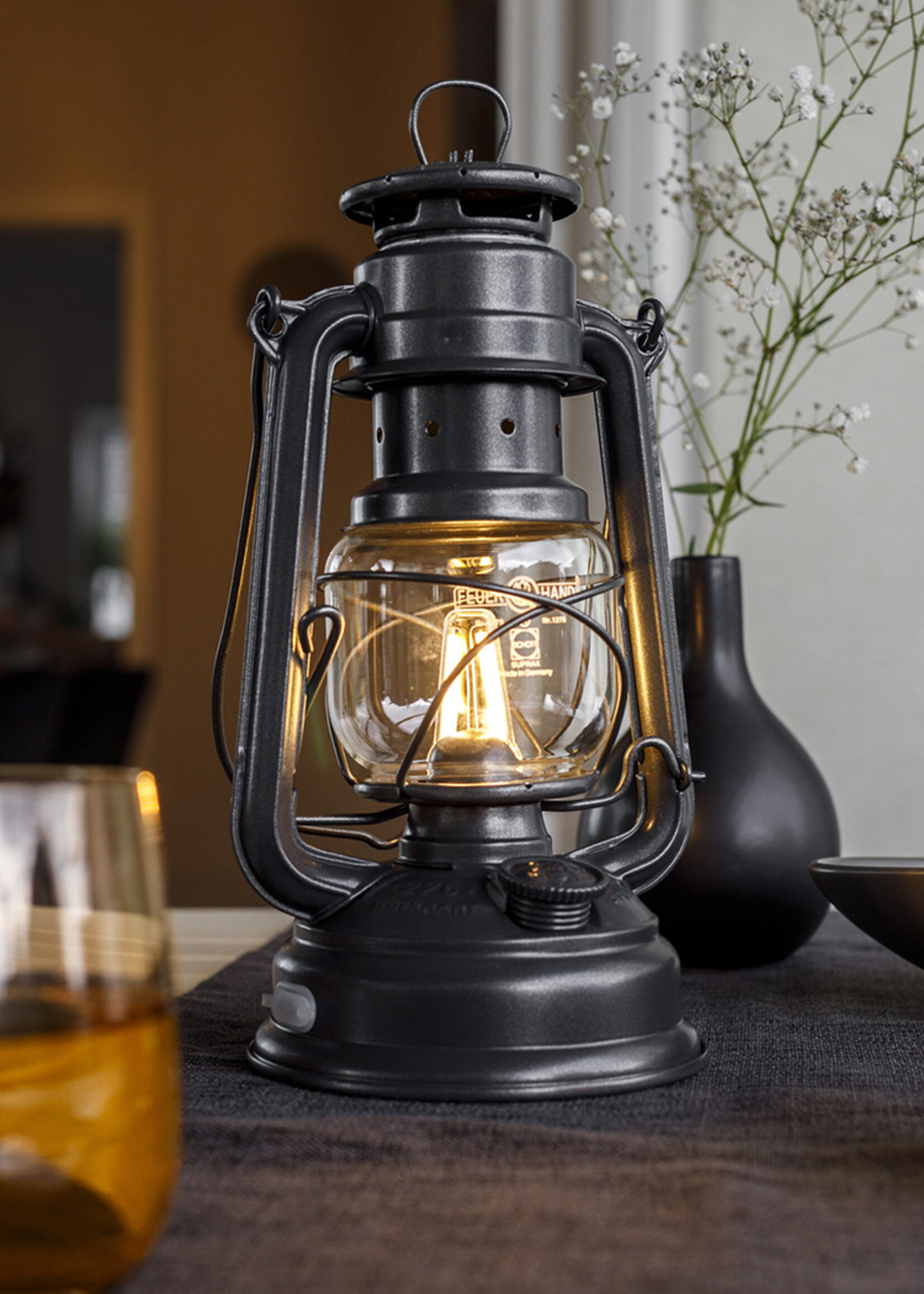 Feuerhand Original Feuerhand Storm lantern Metallic Gray LED