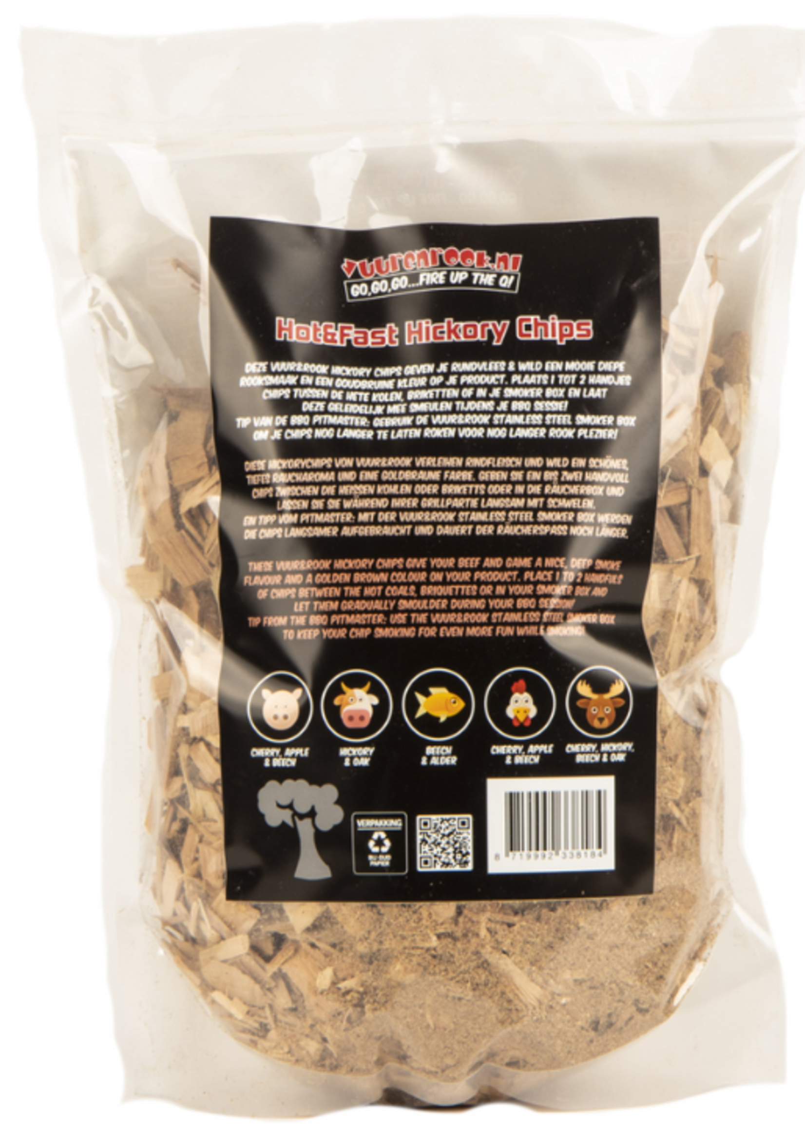 Vuur & Rook Vuur&Rook Hot&Fast Hickory Chips 1,5 kg