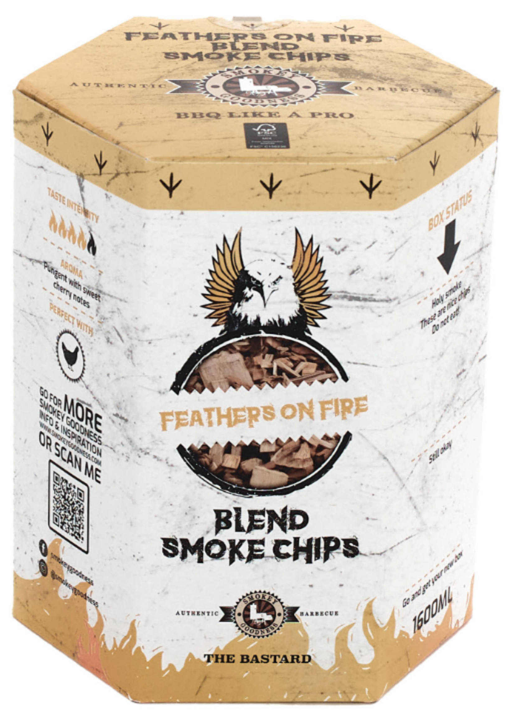 Vuur & Rook Smokey Goodness Feathers on Fire Smoke Chips blend Apple, Cherry, Hickory & Oak 1600 ml