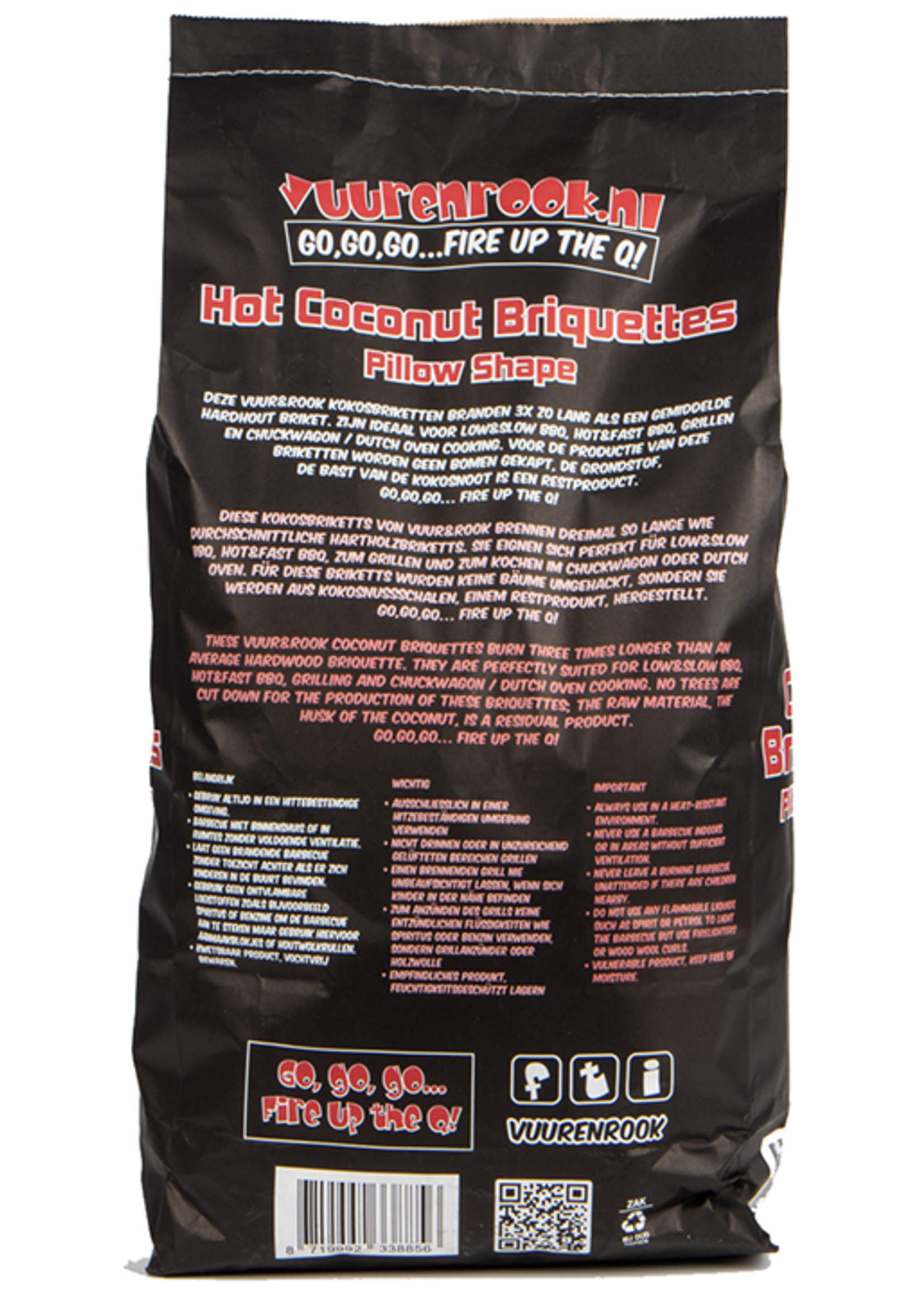 Vuur & Rook Vuur&Rook Hot Coconut Briquettes Pillow Shape 10 kg