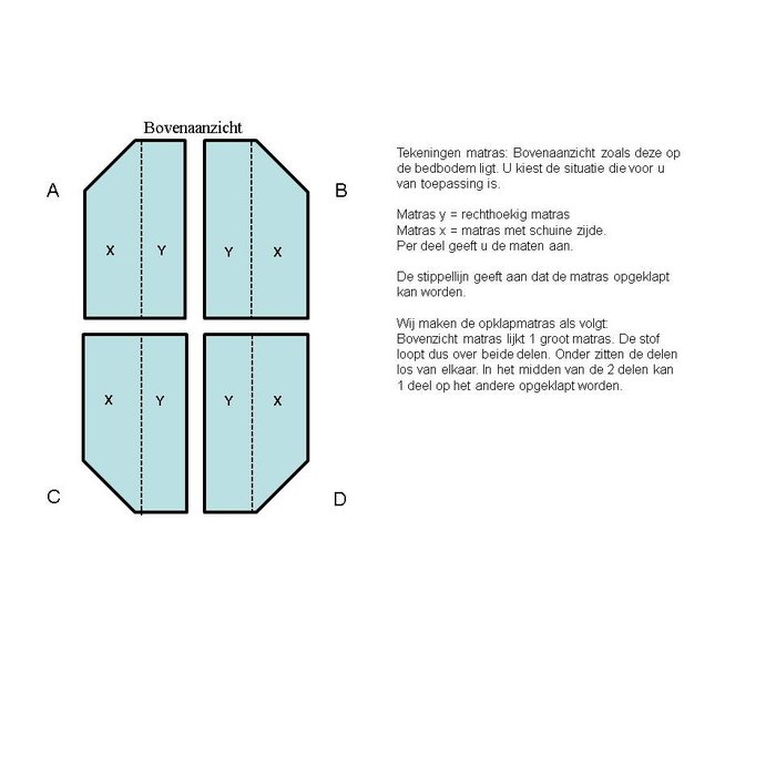 Matrassenfabrikant Opklapmatras met schuine zijde caravan camper koudschuim HR40