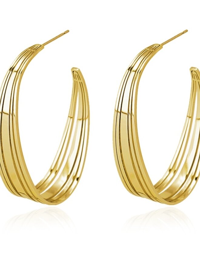 OVAL HOOP EARRING WITH CUTS BPE492