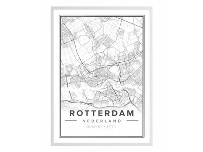 Ingelijste Stadskaart Rotterdam Premium