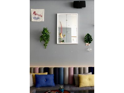 New York - Strakke Moderne Designspiegel - Wit Gekleurd Frame