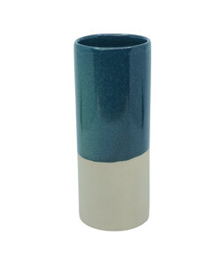 Keramikvase waldgrün/beige