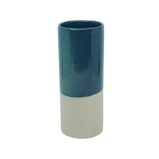 Keramikvase waldgrün/beige