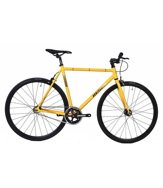 yellow commuter bike