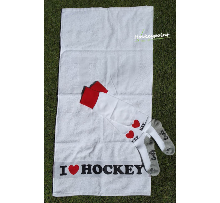 I Love Hockey Handdoek Wit