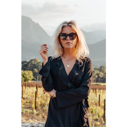 Colourful Rebel 6137 TELSA LONGSKEEVE WRAP DRESS | black Colourful Rebel 6137 TELSA LONGSKEEVE WRAP DRESS | black