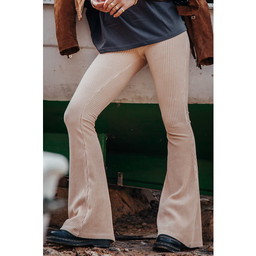 Colourful Rebel 6084 - MASON STRETCH CORDUROY FLARE PANTS SAND Colourful Rebel 6084 - MASON STRETCH CORDUROY FLARE PANTS SAND