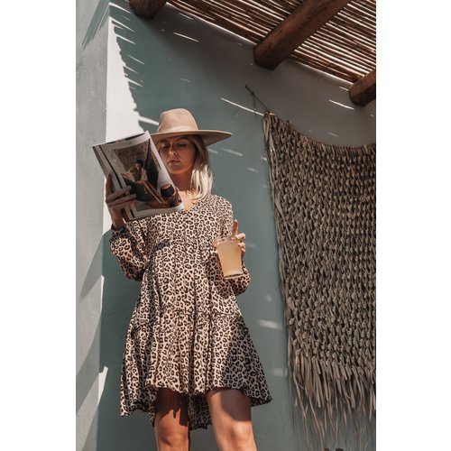 Colourful Rebel ABBY LEOPARD RUFFLE DRESS 6145 Colourful Rebel ABBY LEOPARD RUFFLE DRESS 6145