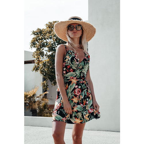 Colourful Rebel MARA TROPICAL RUFFLE SPAGHETTI DRESS 6176 Colourful Rebel MARA TROPICAL RUFFLE SPAGHETTI DRESS 6176