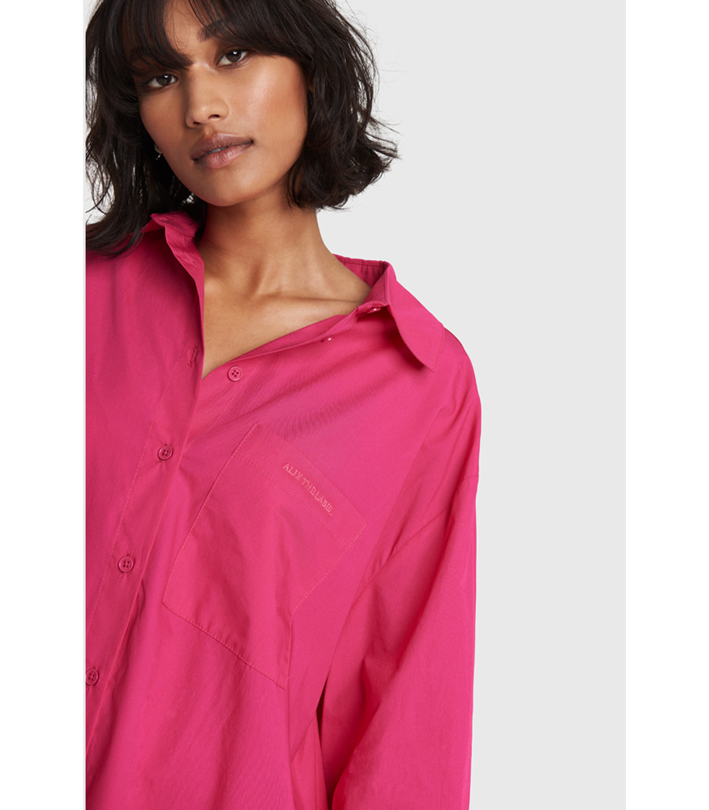 Oversized long blouse - shocking pink