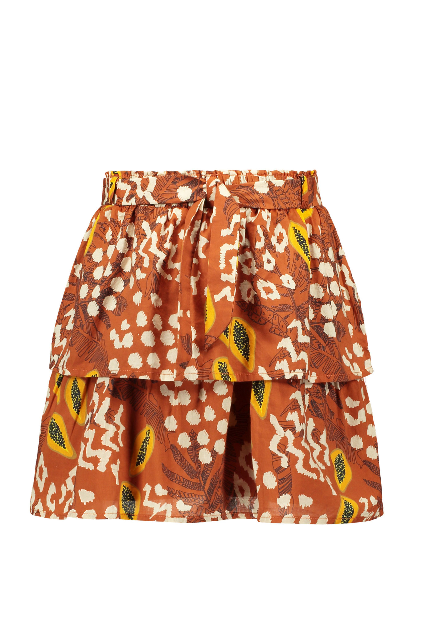 Layer skirt with belt 103-5712 - cognac papaya