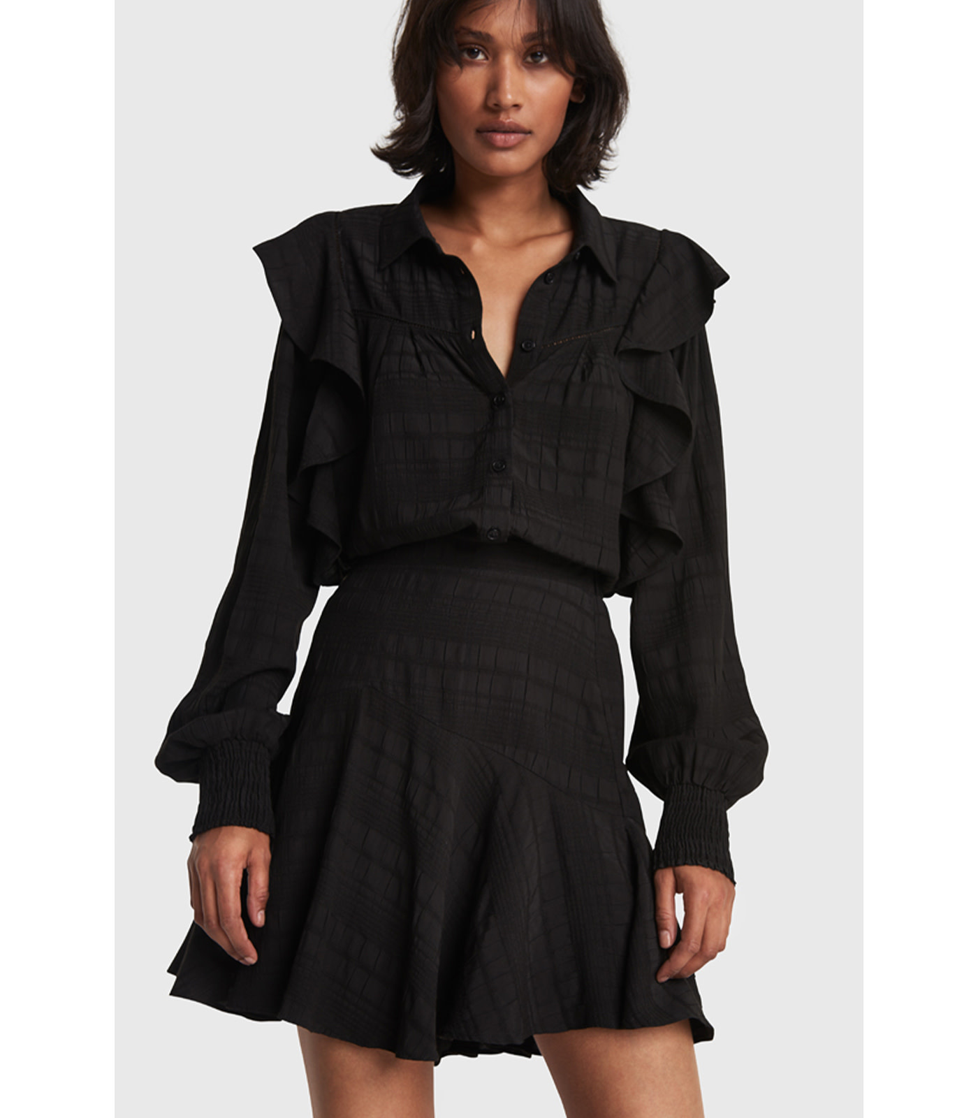Seer sucker stripe skirt - black
