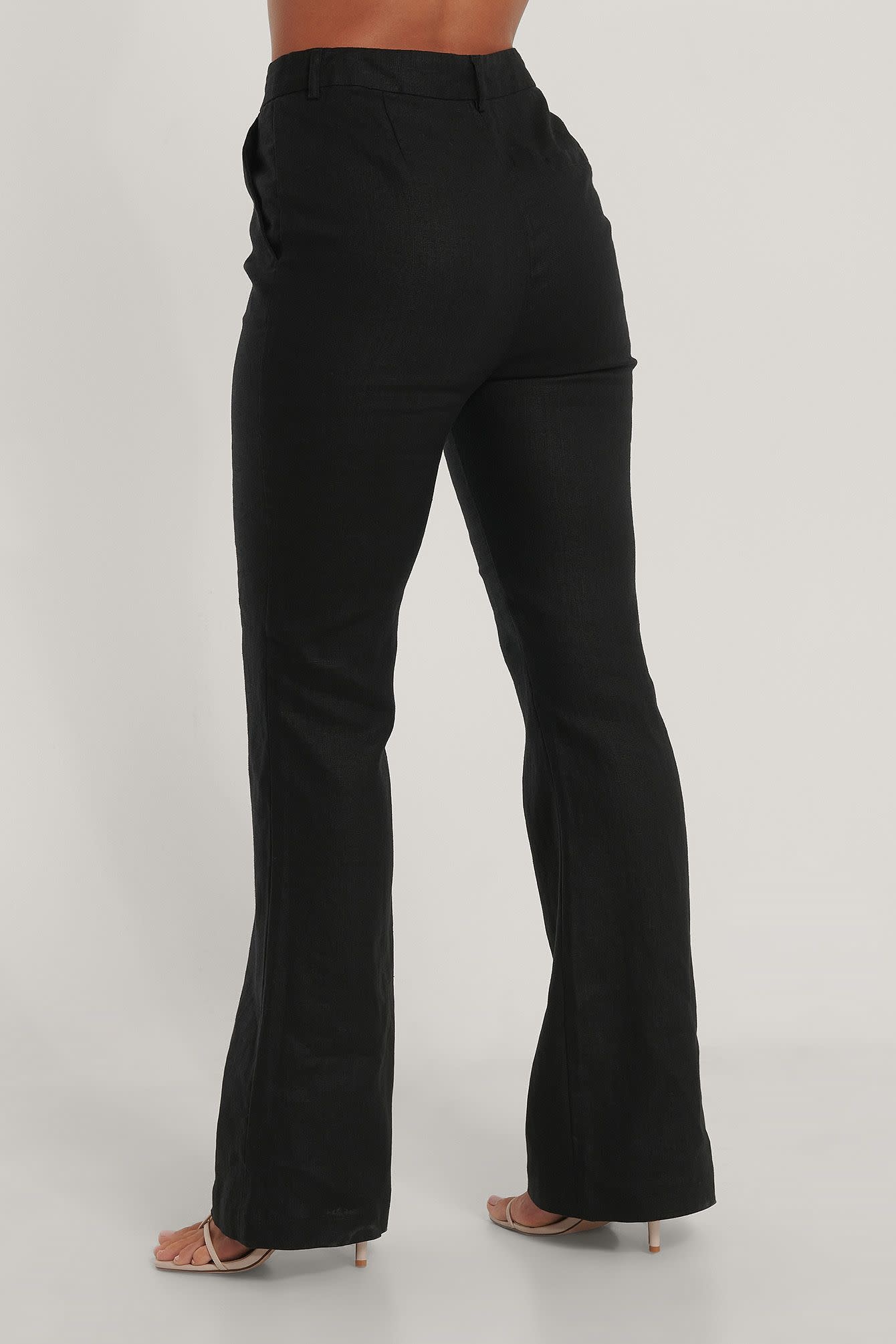Flared linnen pants 1018-006750 - black