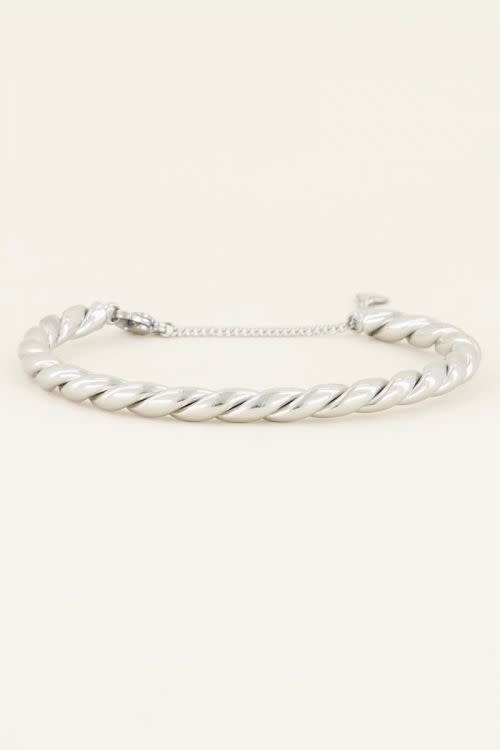 Grove gedraaide bangle MJ04085-1500 zilver