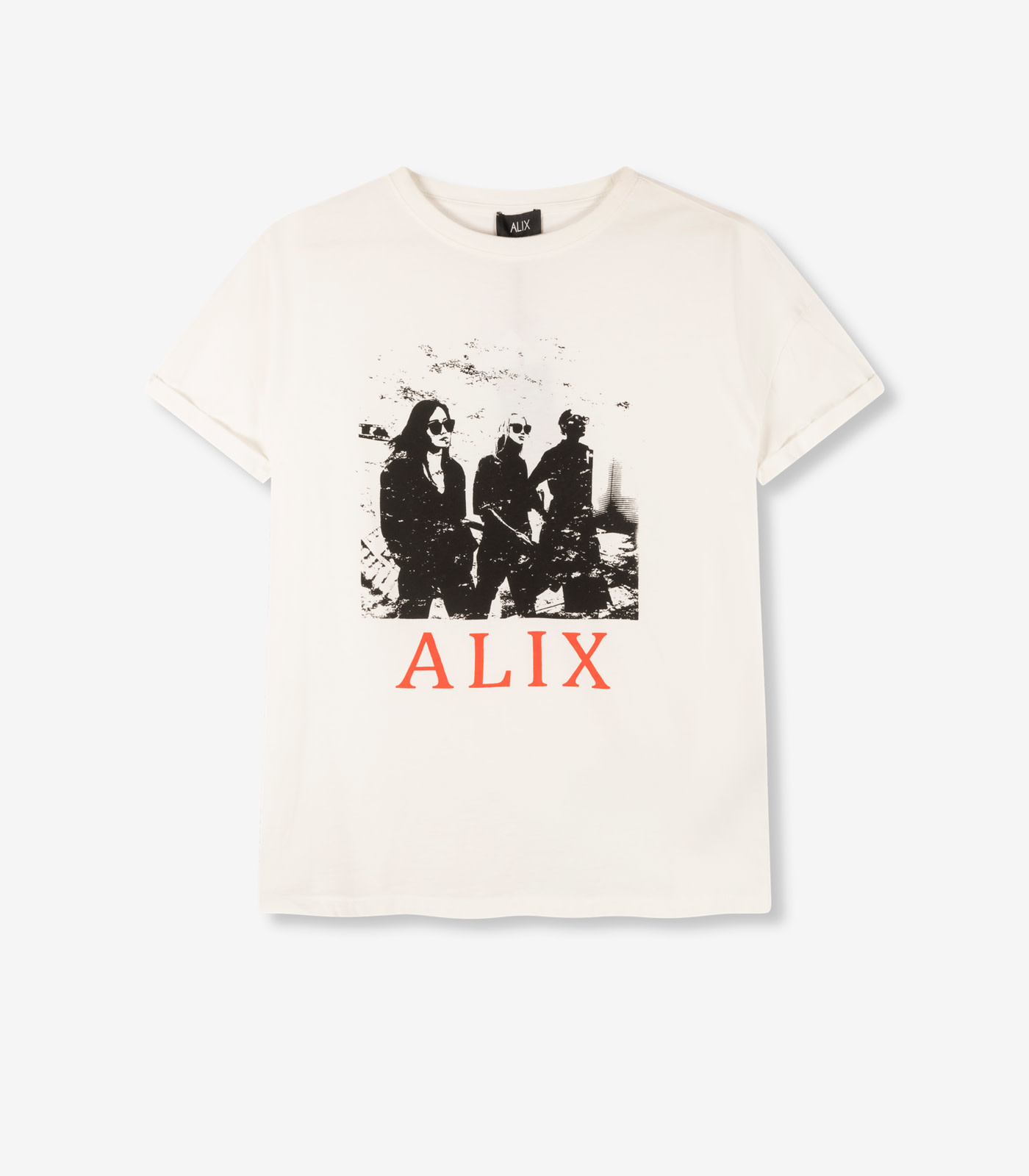 knitted boxy photo t-shirt soft white