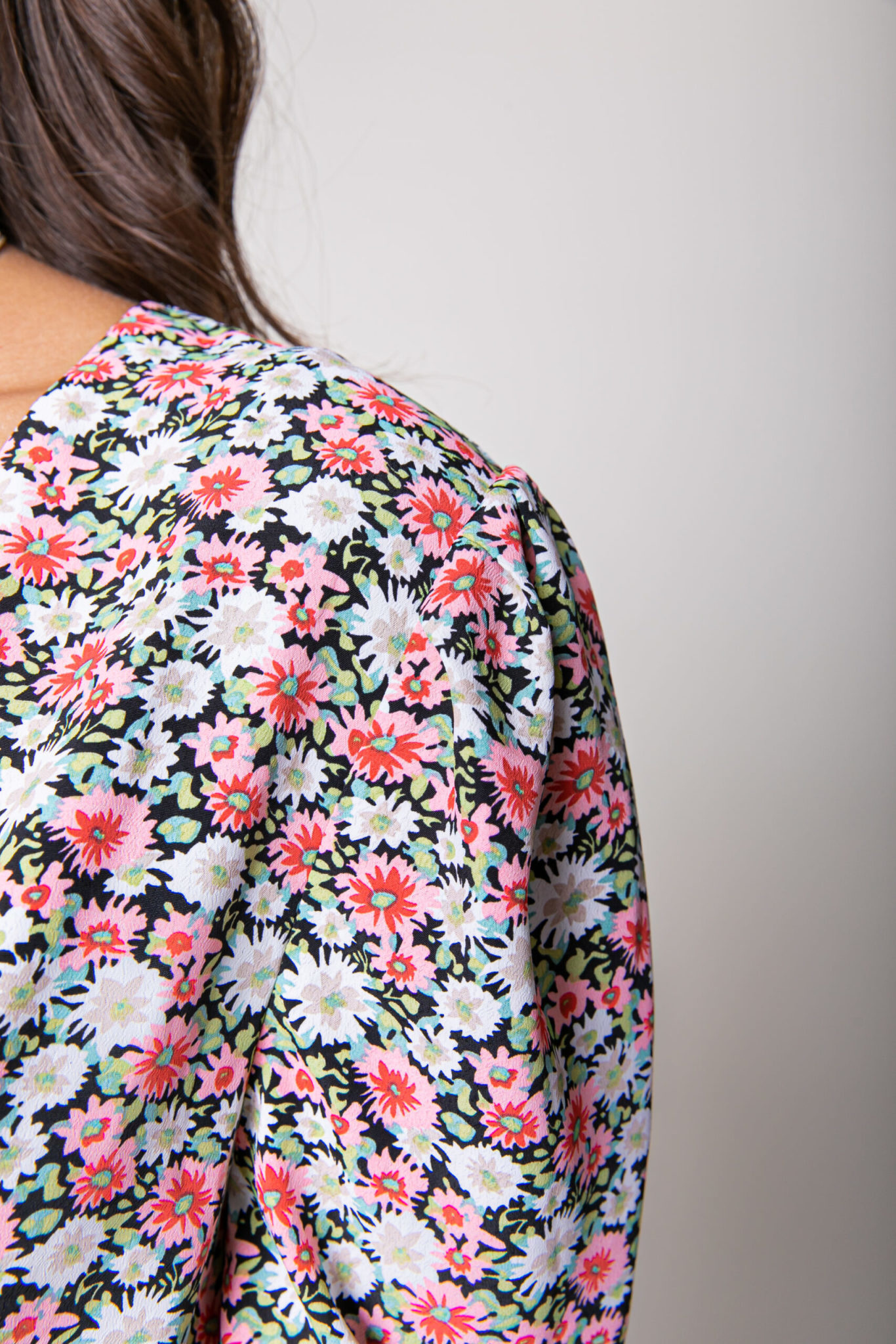 10002 - Ziggy Flower Longsleeve Mini Wrap Dress Pink