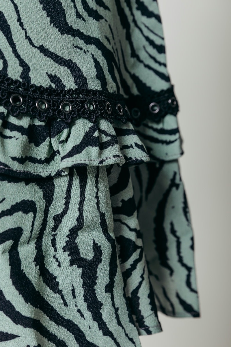 11213 - Maud Zebra Mini Skirt Lt Green