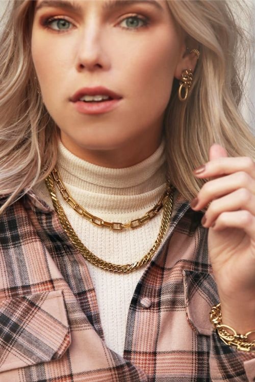 Schakelketting met ronde sluiting MJ03995 - goud