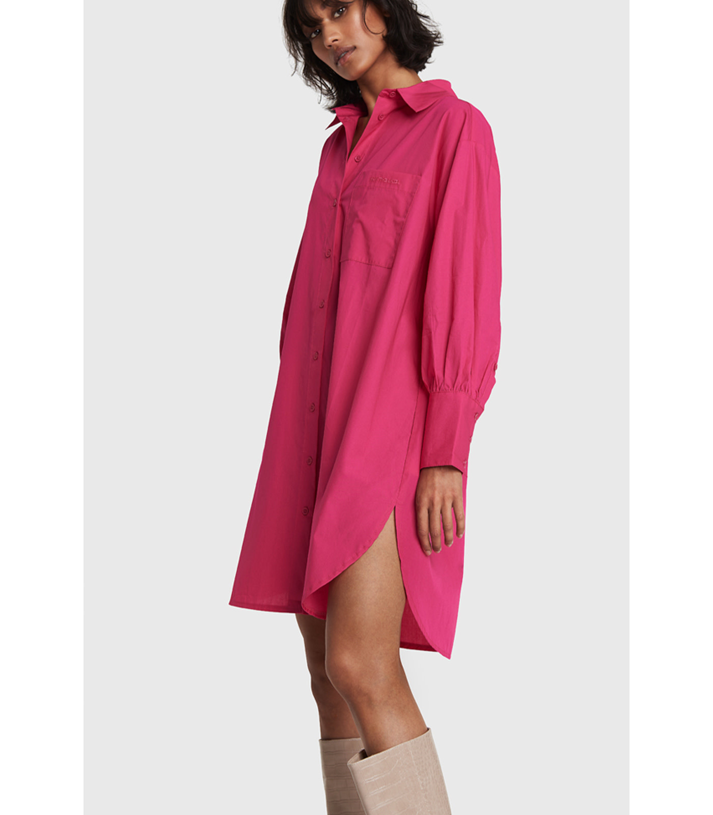 Oversized long blouse - shocking pink