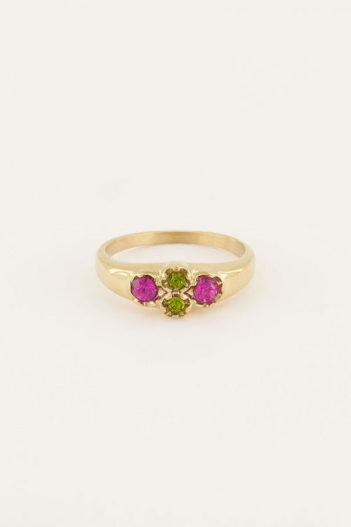 Vintage cluster ring groen kri MJ05041 Goud