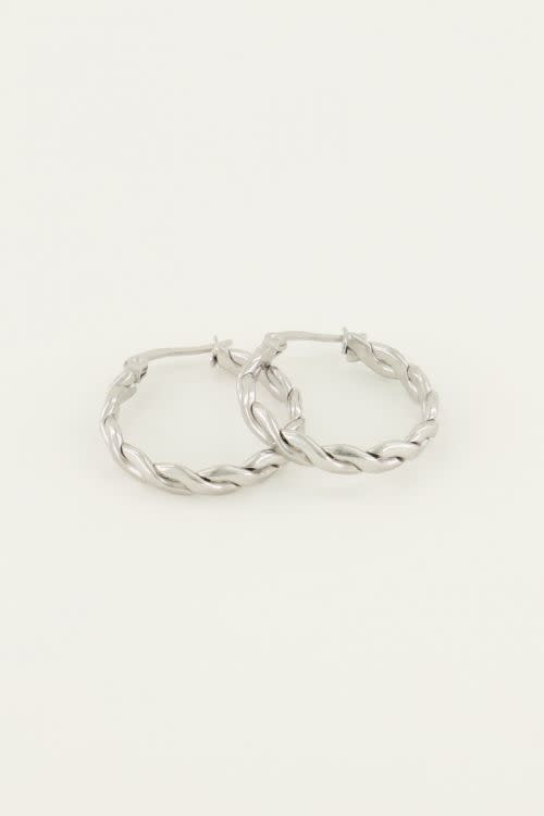 Oorringen rond touwpatroon MJ04358 Zilver