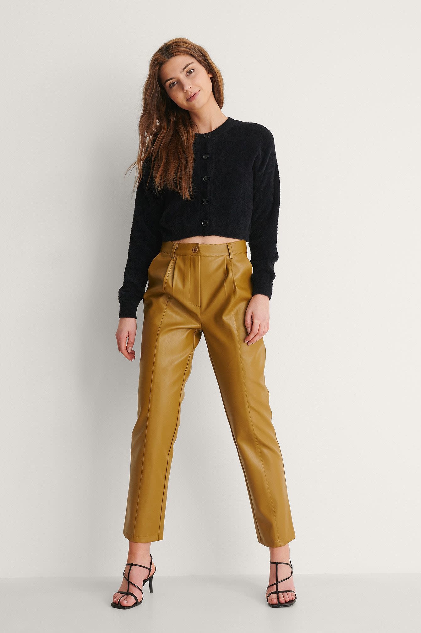 Seam detail pu pants 1018-007503 green
