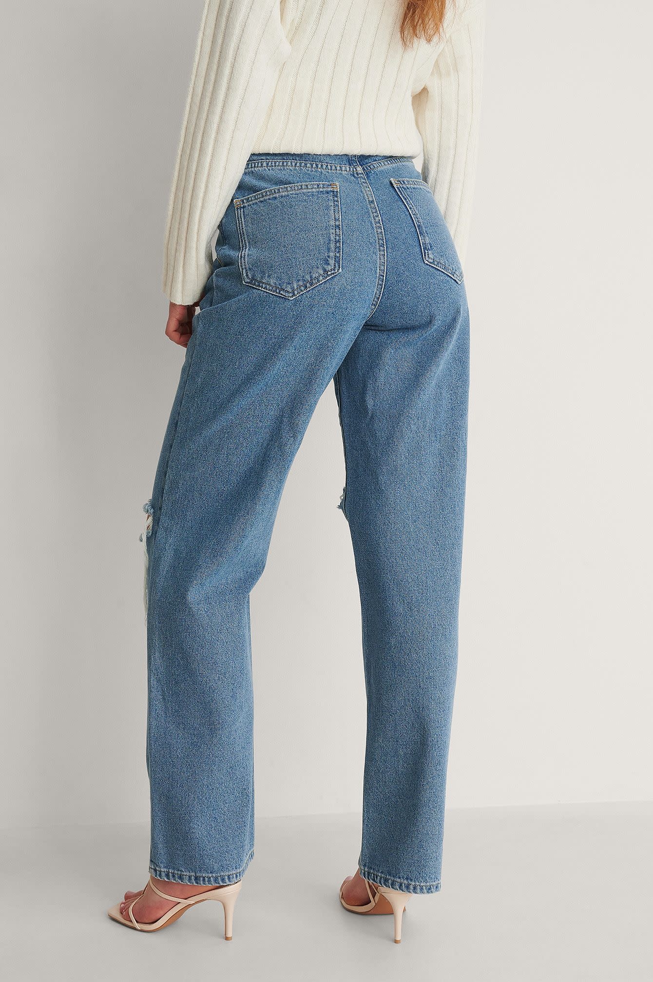 Destroyed straight denim 1018-007534 blue