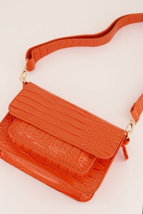 Schoudertas croco print oranje MJ05537