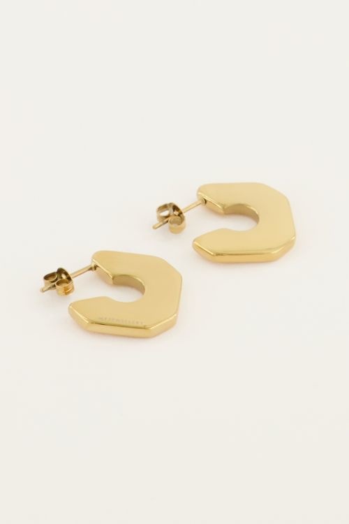 Shapes oorhangers plat vierkan MJ05460 Goud