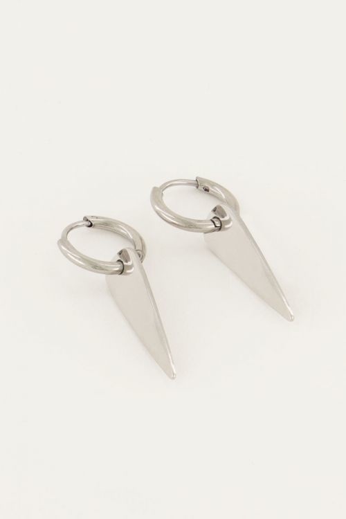 Oorringen lange driehoek MJ04660 Zilver