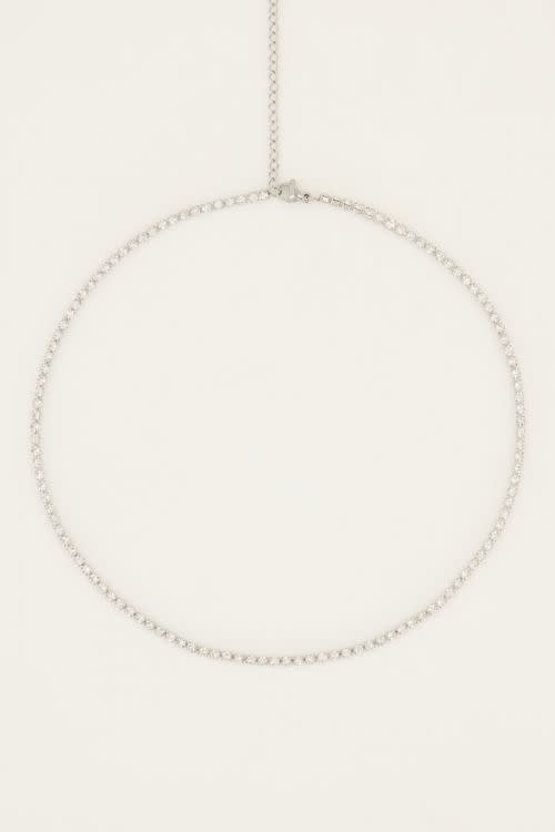Ketting met geslepen steentjes MJ05565 Zilver